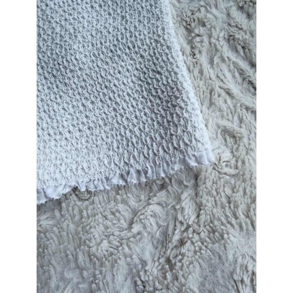 Alice + Olivia White Smocked Cotton Silk Ruffle Crop Top Sleeveless Tank Cami M - Picture 8 of 14